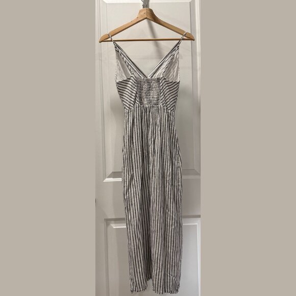 Urban Outfitters Amber Striped Linen Button-Through Midi Dress | Size S - Picture 2 of 5